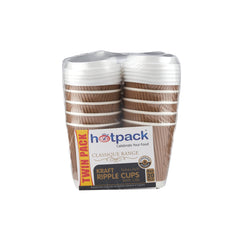 8 Oz Twin Pack Kraft Ripple Paper Cup With Lid