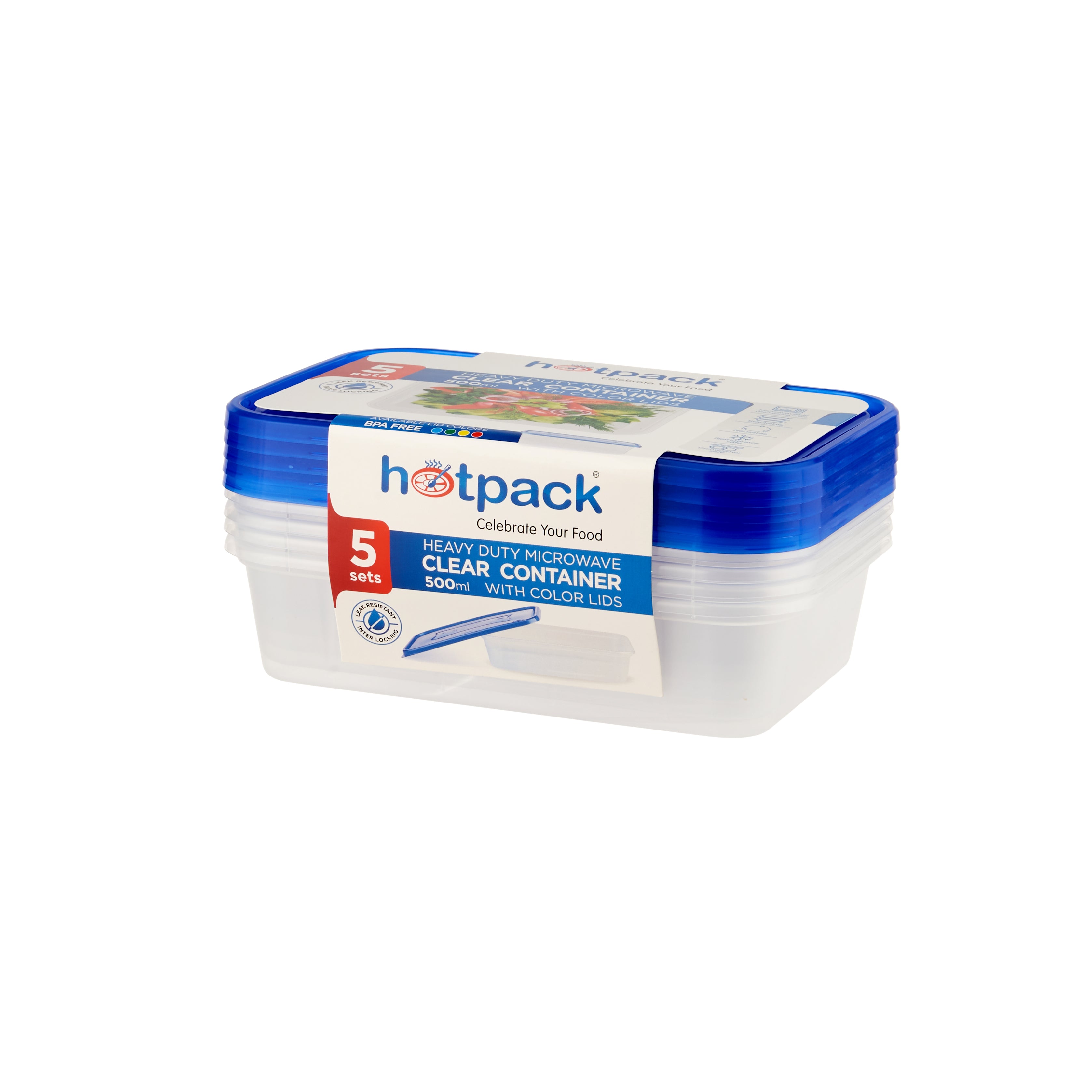 Clear Microwavable Rectangular Container with color Lids