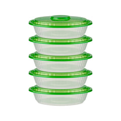 Clear Microwavable Round Container with color Lids