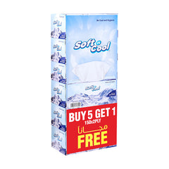 Soft n Cool Facial Tissue 200 Sheets x 2 Ply 5 Boxes + 150 sheets x 2 Ply 1 Box