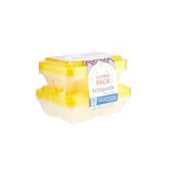 Combo Pack Clear Ribbed Rectangular Microwave Compartment Container with Color Lids