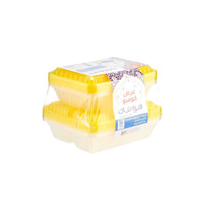 Combo Pack Clear Ribbed Rectangular Microwave Compartment Container with Color Lids