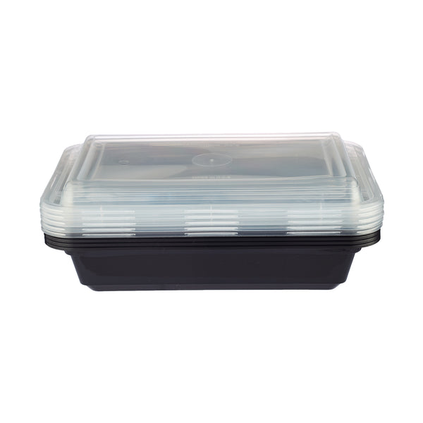 TG-PP-38 Rectangular 38 oz. To-Go Combo Container, Black with Clear Lid