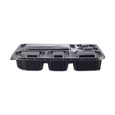 Black Base Rectangular 6-Compartment Container With Lids