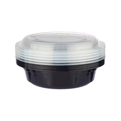 16 Oz Black Base Round Corrugated Container With Lid