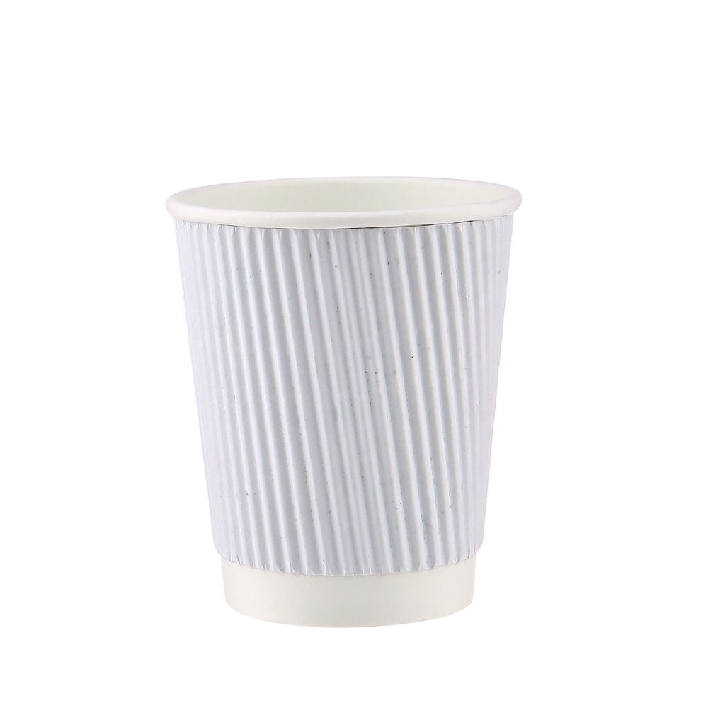 White Ripple Paper Cups With Lid