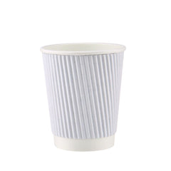 White Ripple Paper Cups With Lid