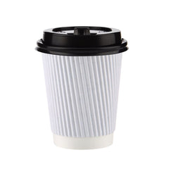White Ripple Paper Cups With Lid