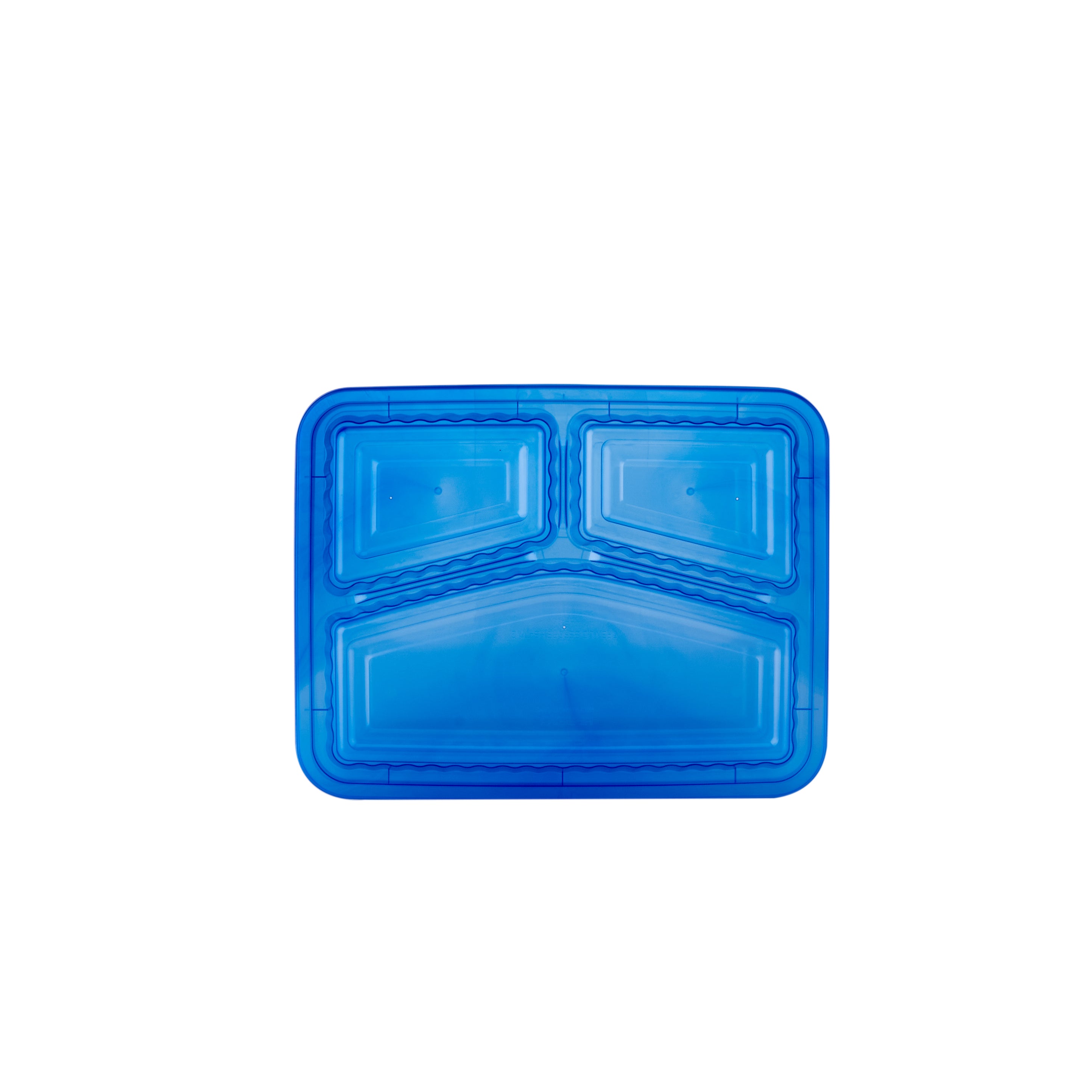 3 Compartment Clear Microwavable Container blue Color Lids