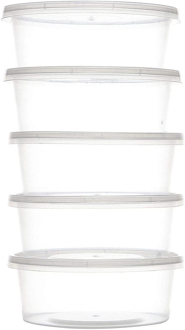 5 Pieces Round Microwavable Container 250 ML With Lid