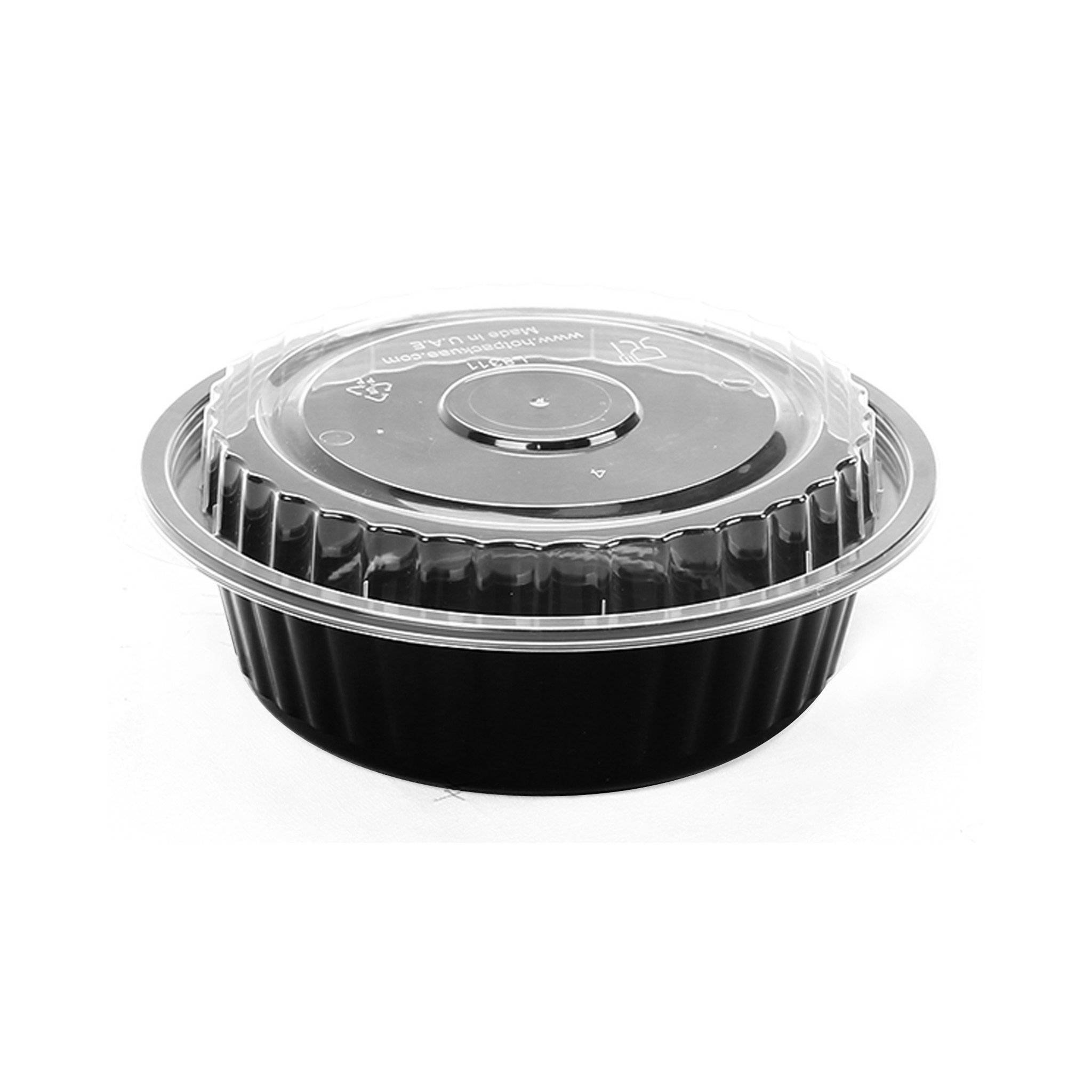 Black Base Round Container with Lids 