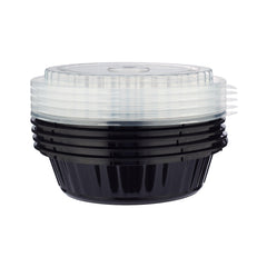 150 Pieces  Black Base Round Container  with Lids