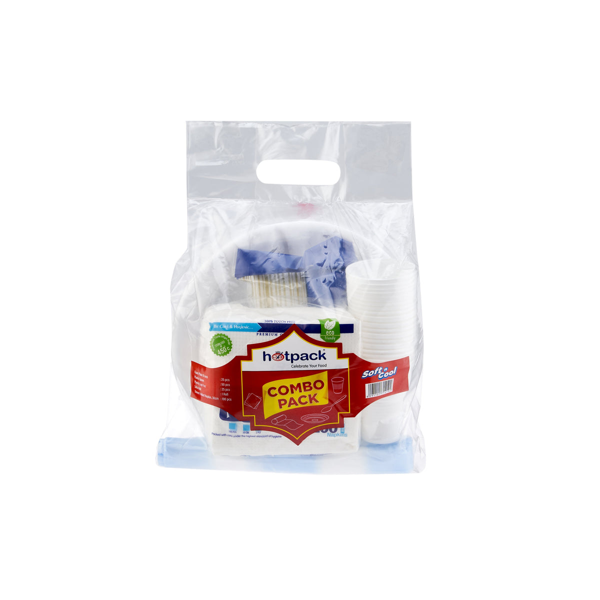 Combo Pack Set -Foam Plate +Napkin + Spoon+ Plastic Cup+Sofra Roll