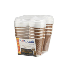 8 Oz Twin Pack Kraft Ripple Paper Cup With Lid