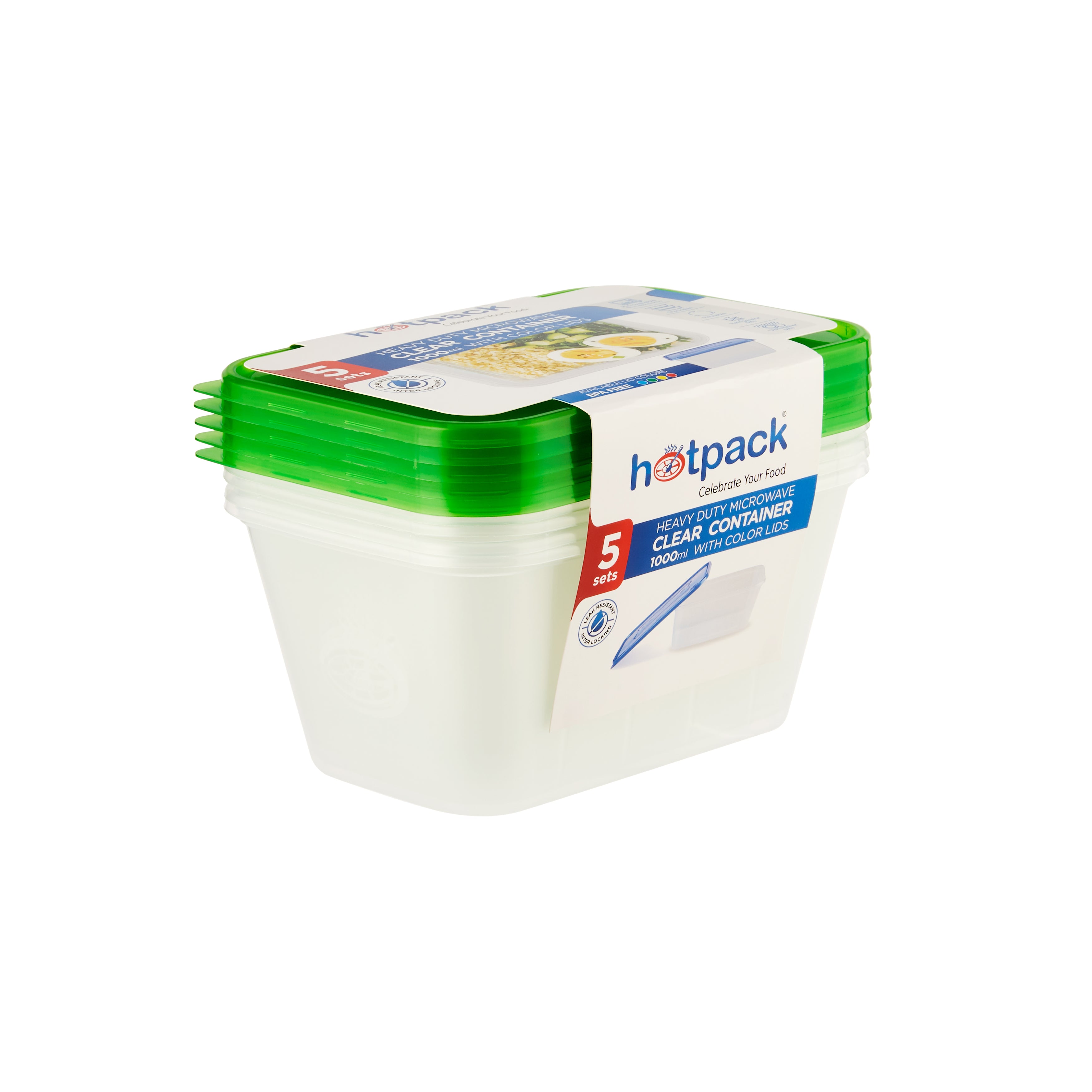 Clear Microwavable Rectangle Container with color Lids