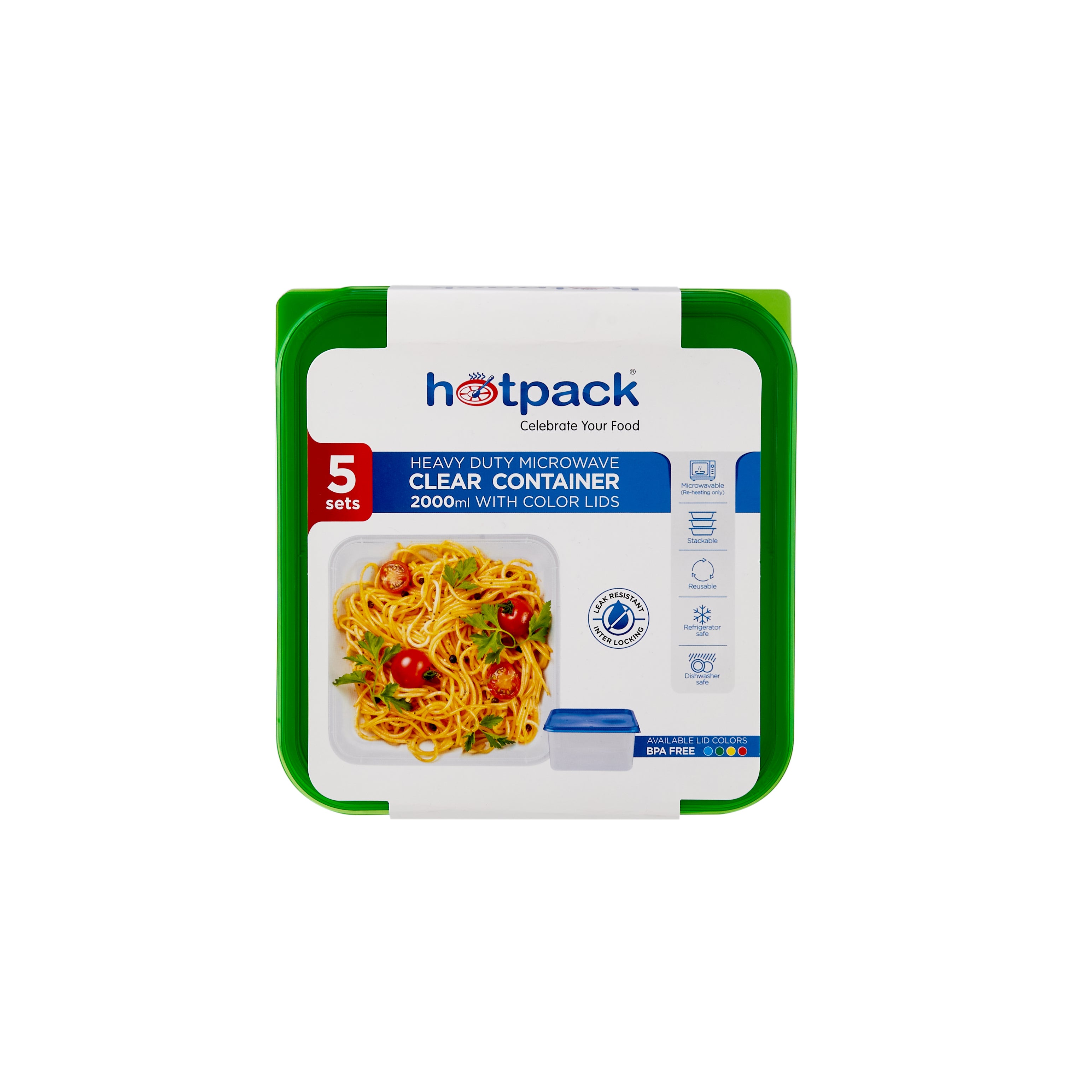 Clear Microwavable Rectangle Container with color Lids