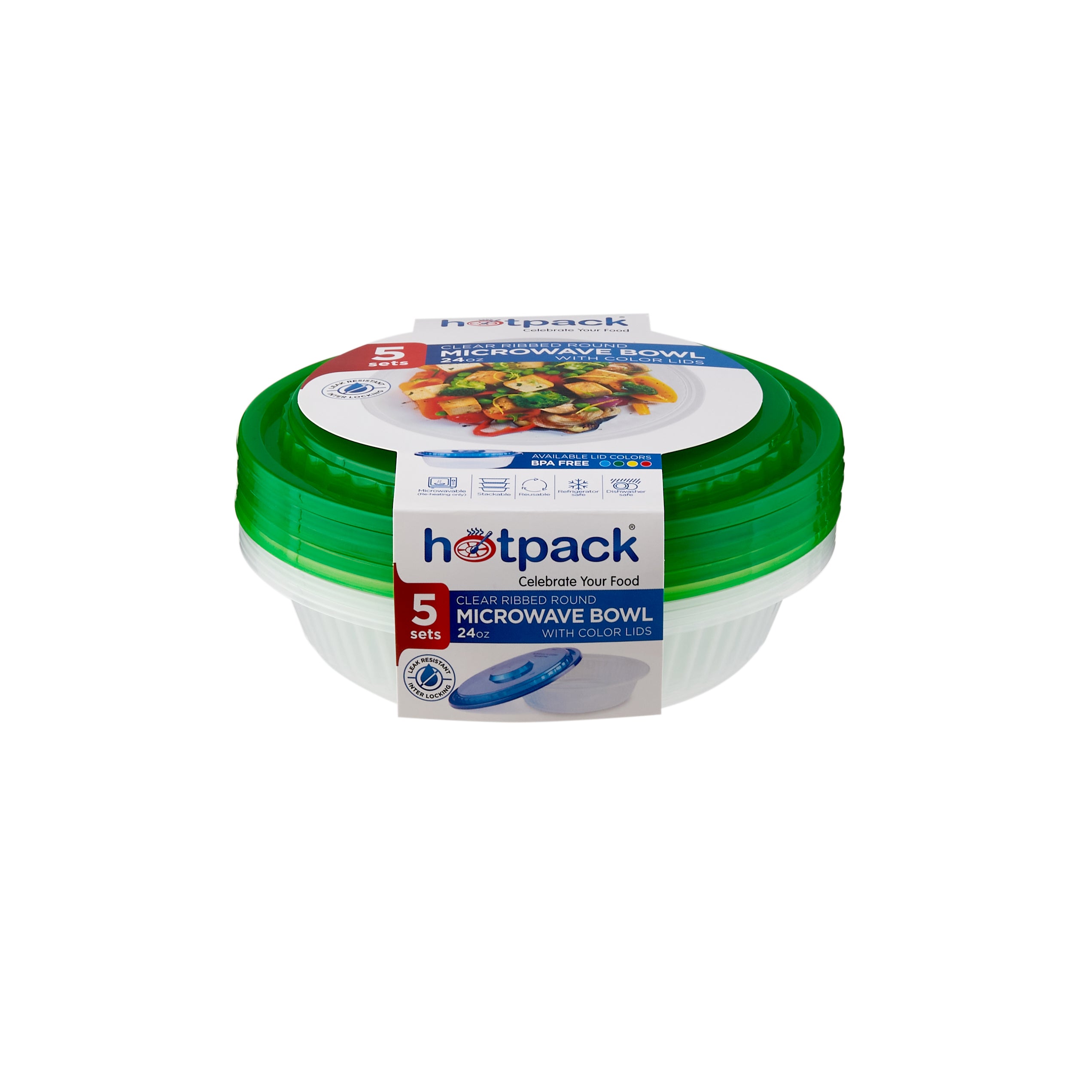 Clear Microwavable Round Container with color Lids