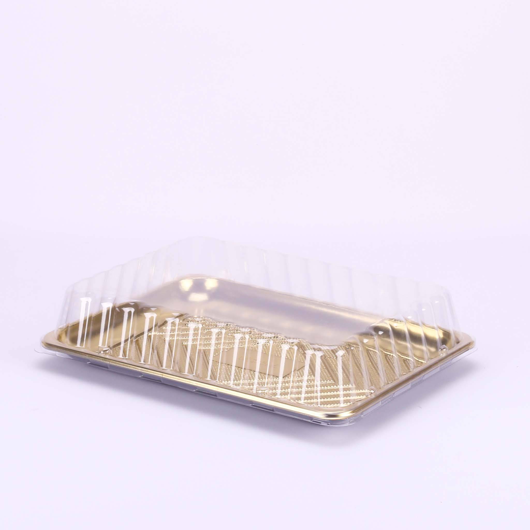 Gold Base Rectangle Cake Container With Lid