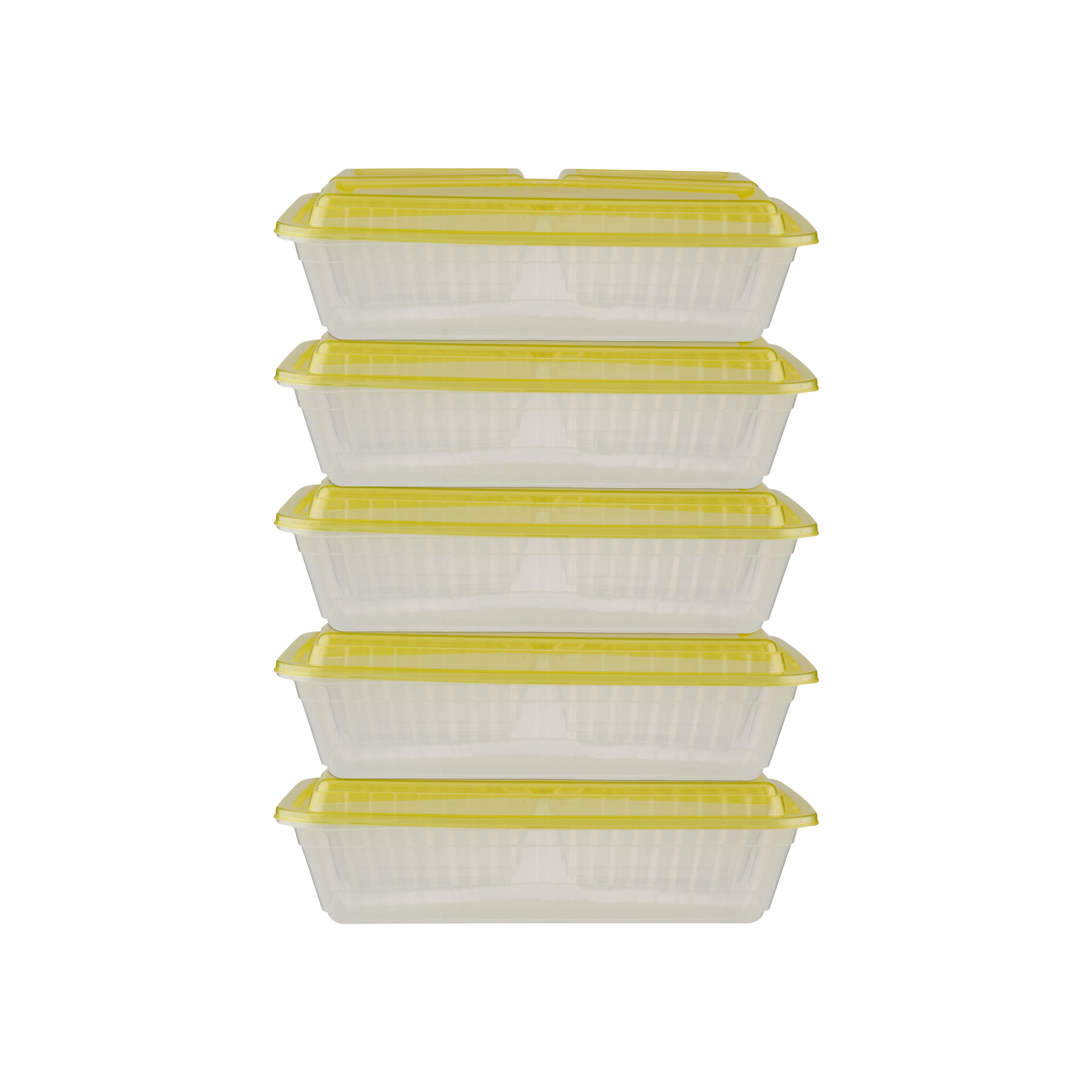 3 Compartment Clear Microwavable Container with Color Lids