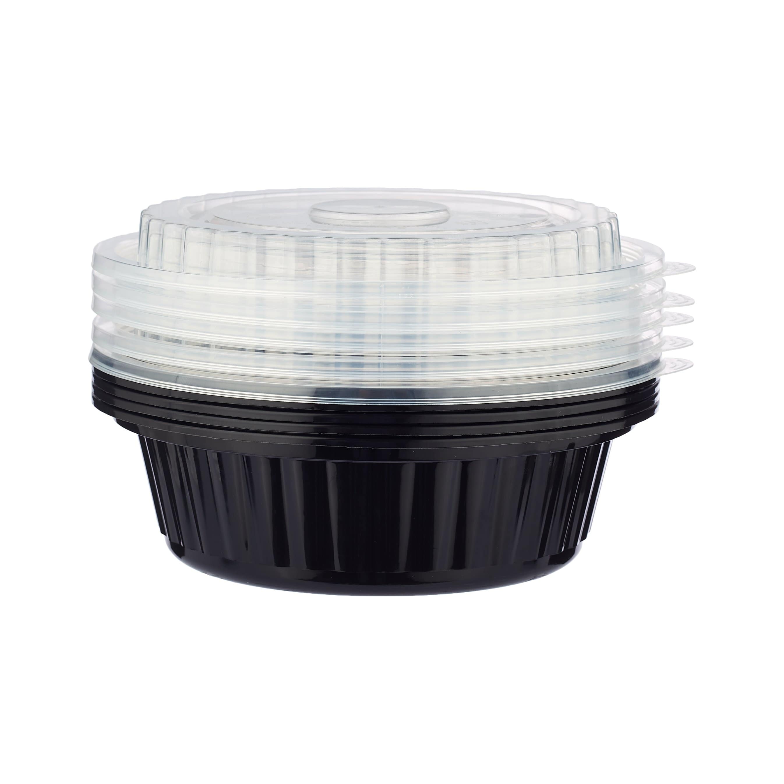 Black Base Round Container with Lids