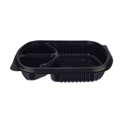 3-Compartment Black Base Rectangular Container With Lid