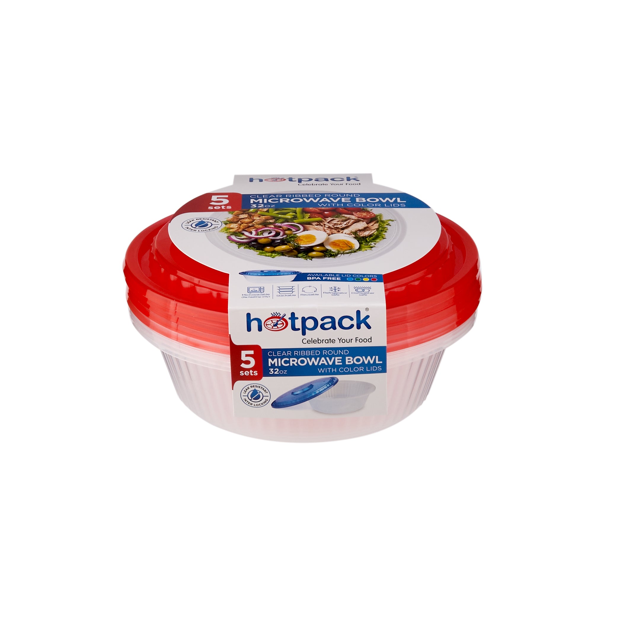 Clear Microwavable Round Container with color Lid