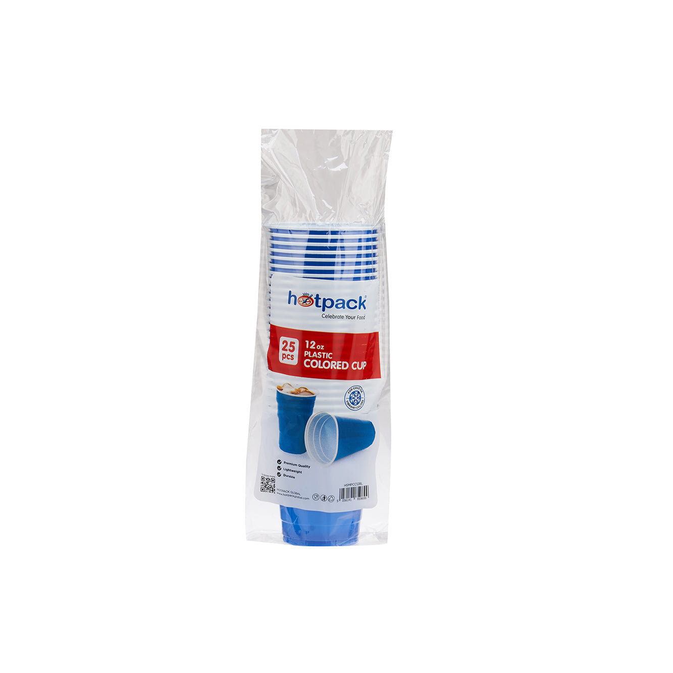 HOTPACK COLORED PLASTIC CUP -BLUE 12 OZ -25'S