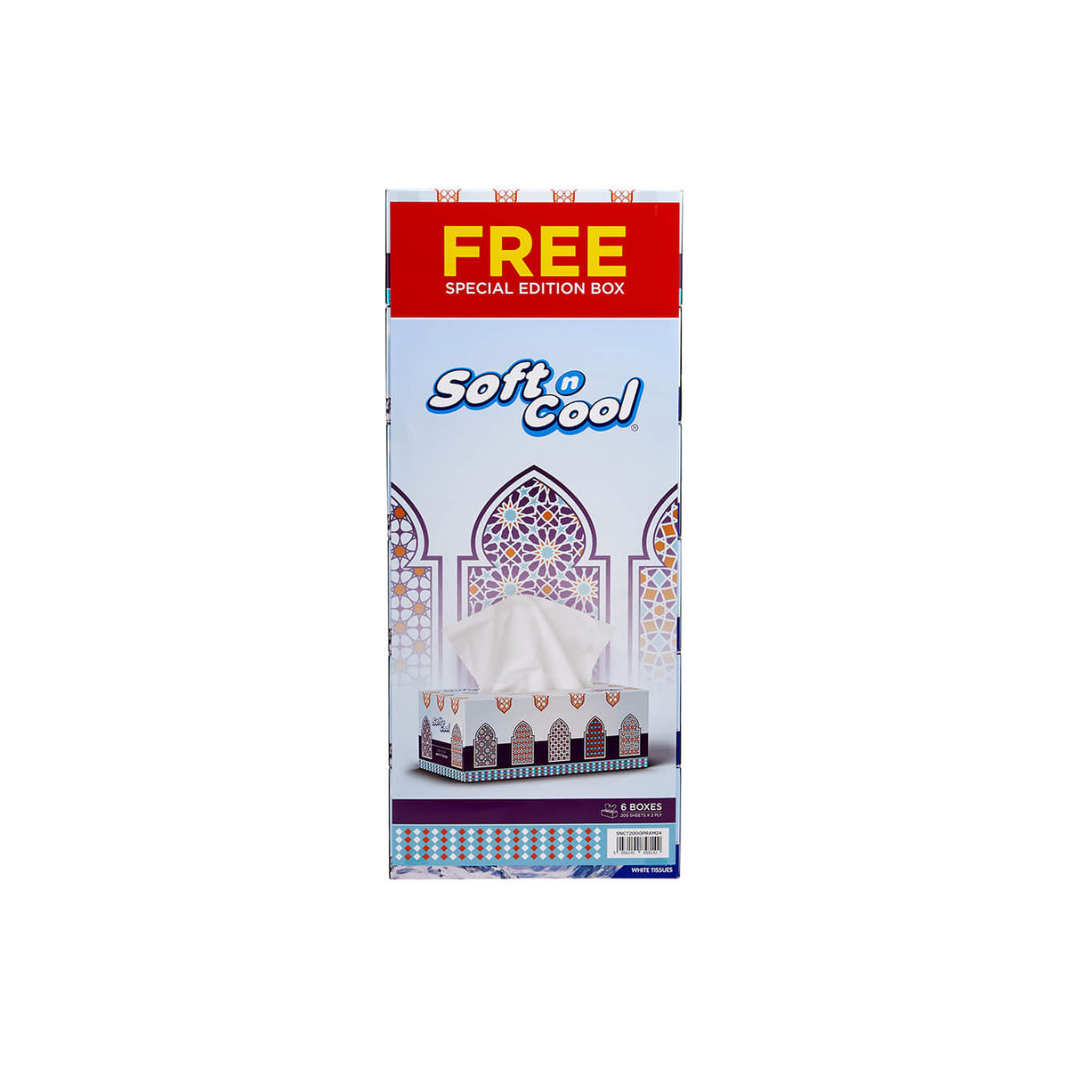 SOFT N COOL PREMIUM TISSUE, 200X2 PLY 5+1RAMDAN DESIGN BOX FREE