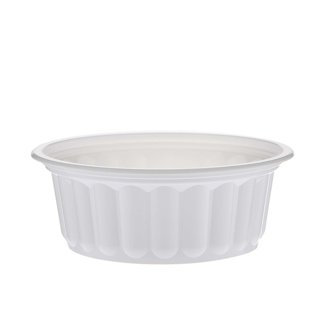 PP Corrugated White Curry Bowl With Lid