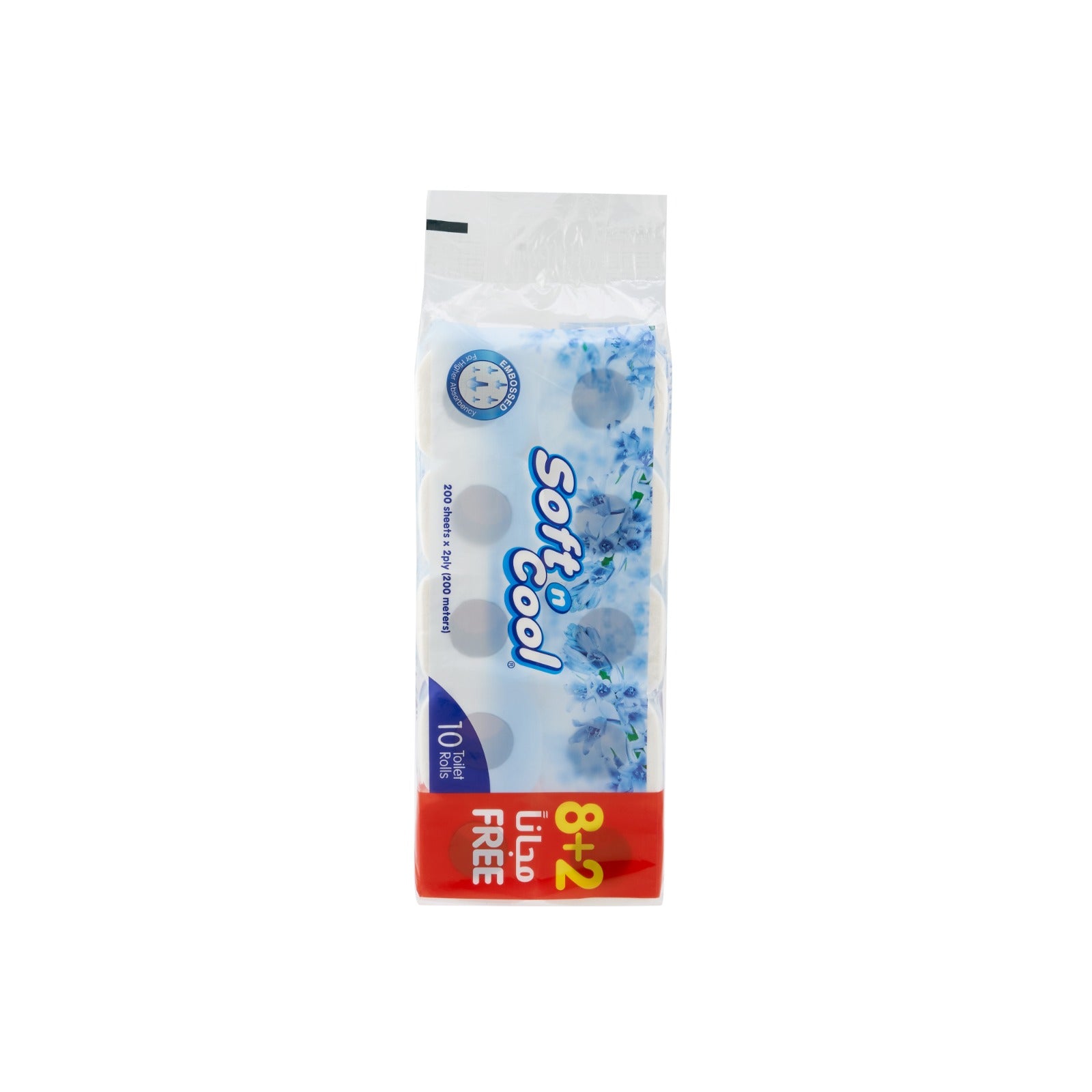 Soft N Cool,Toilet Roll 200 Sheets X 2 Ply - 8+2 Offer Pack