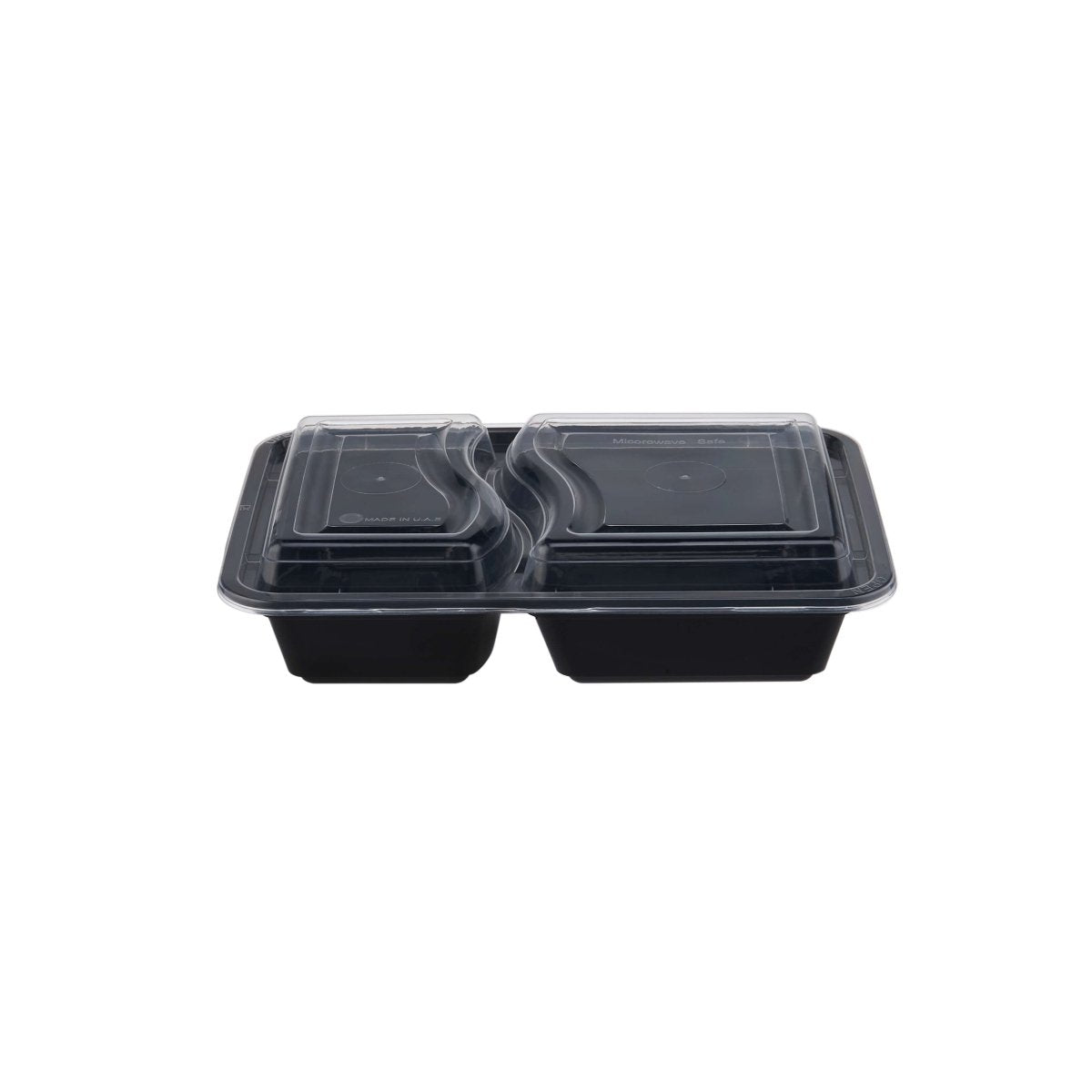 Black Base Microwaveable 2 Compartment Container With Lid