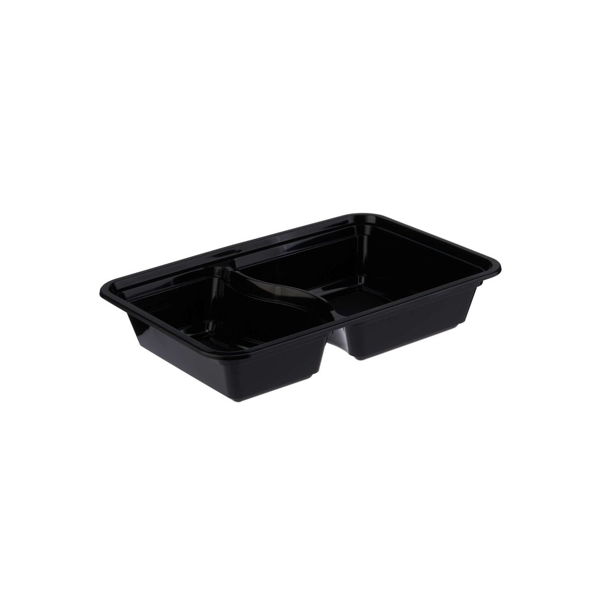 Black Base Microwaveable 2 Compartment Container With Lid