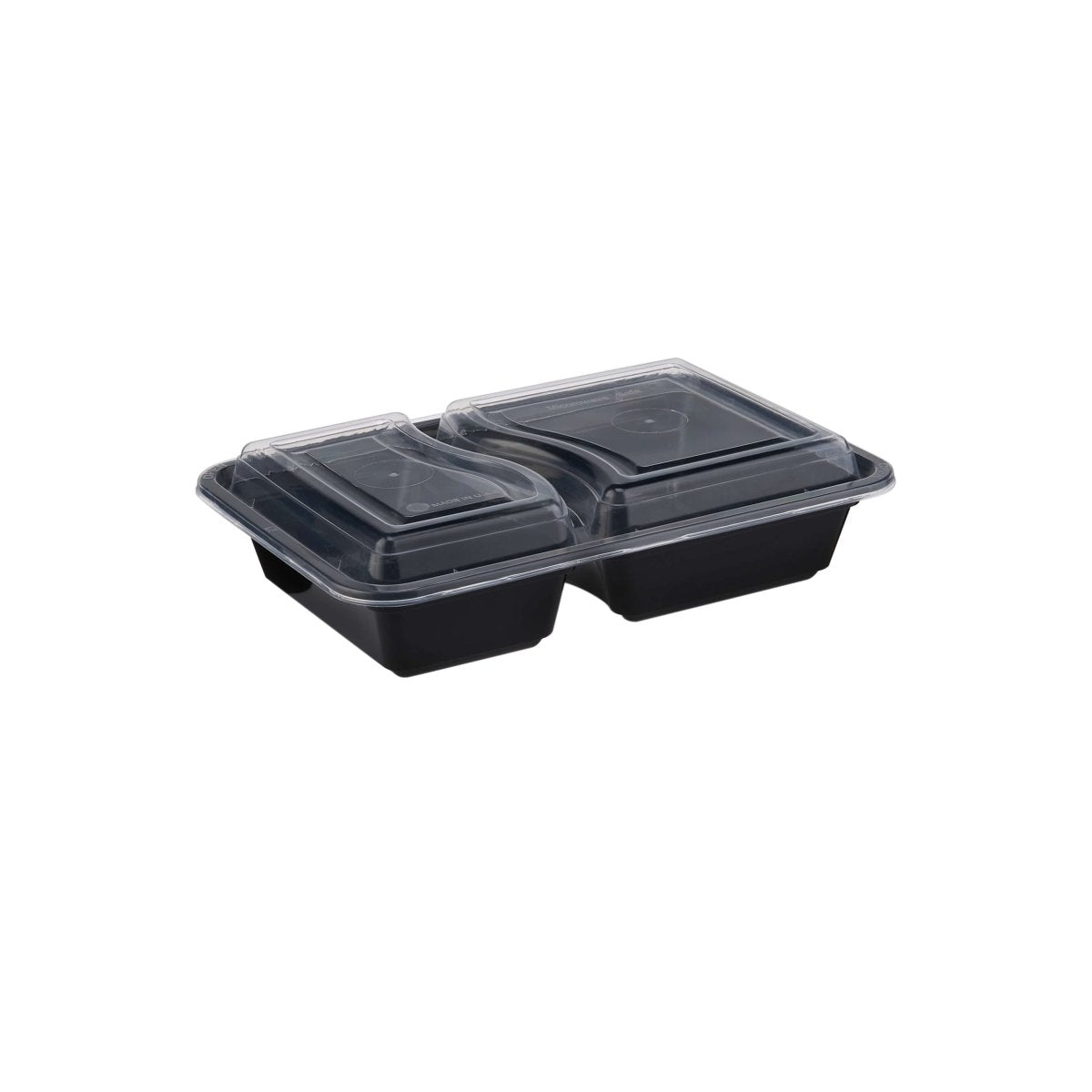 Black Base Microwaveable 2 Compartment Container With Lid