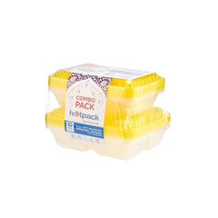 Combo Pack Clear Ribbed Rectangular Microwave Compartment Container with Color Lids