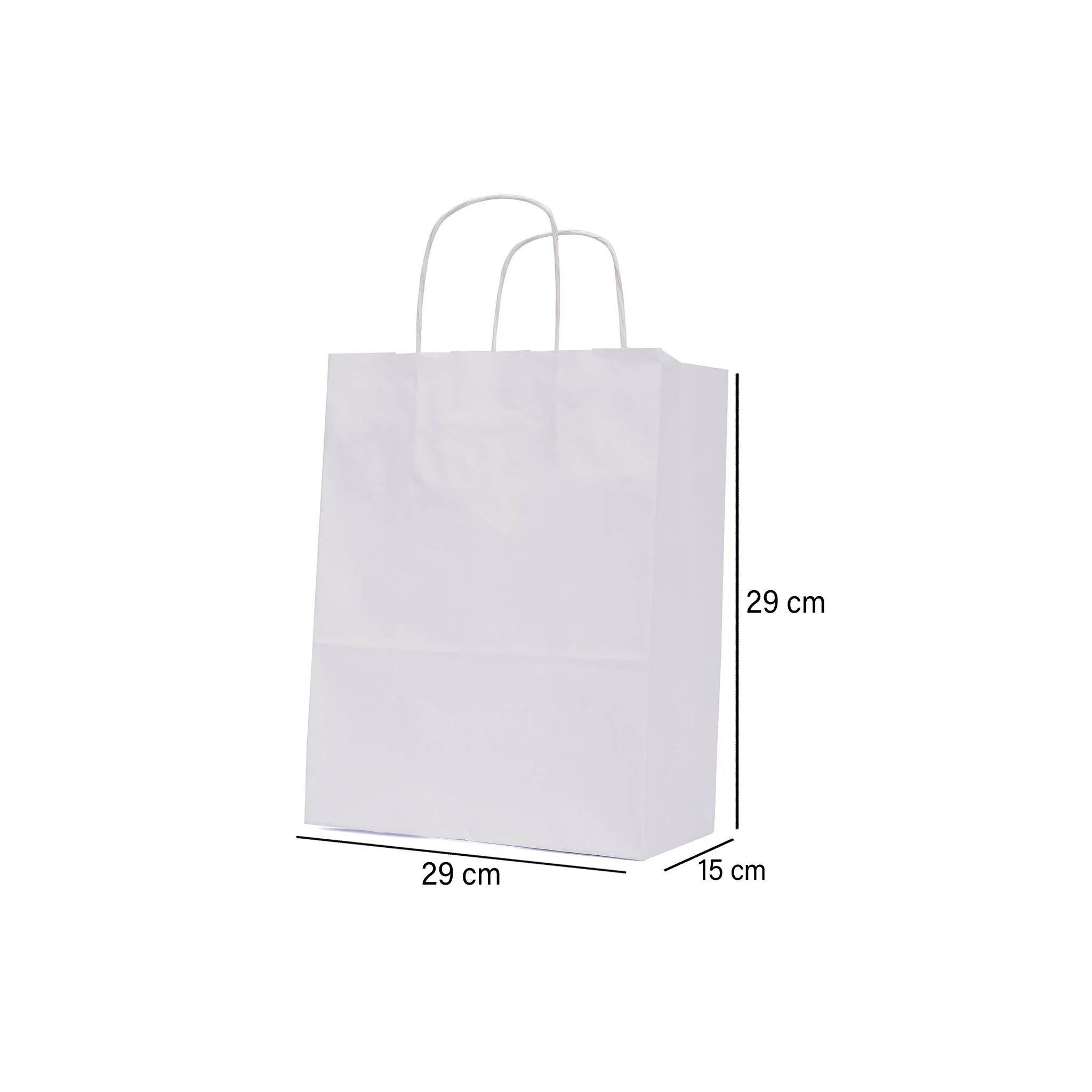 250 Pieces Twisted Handle White Paper Bag - Hotpack