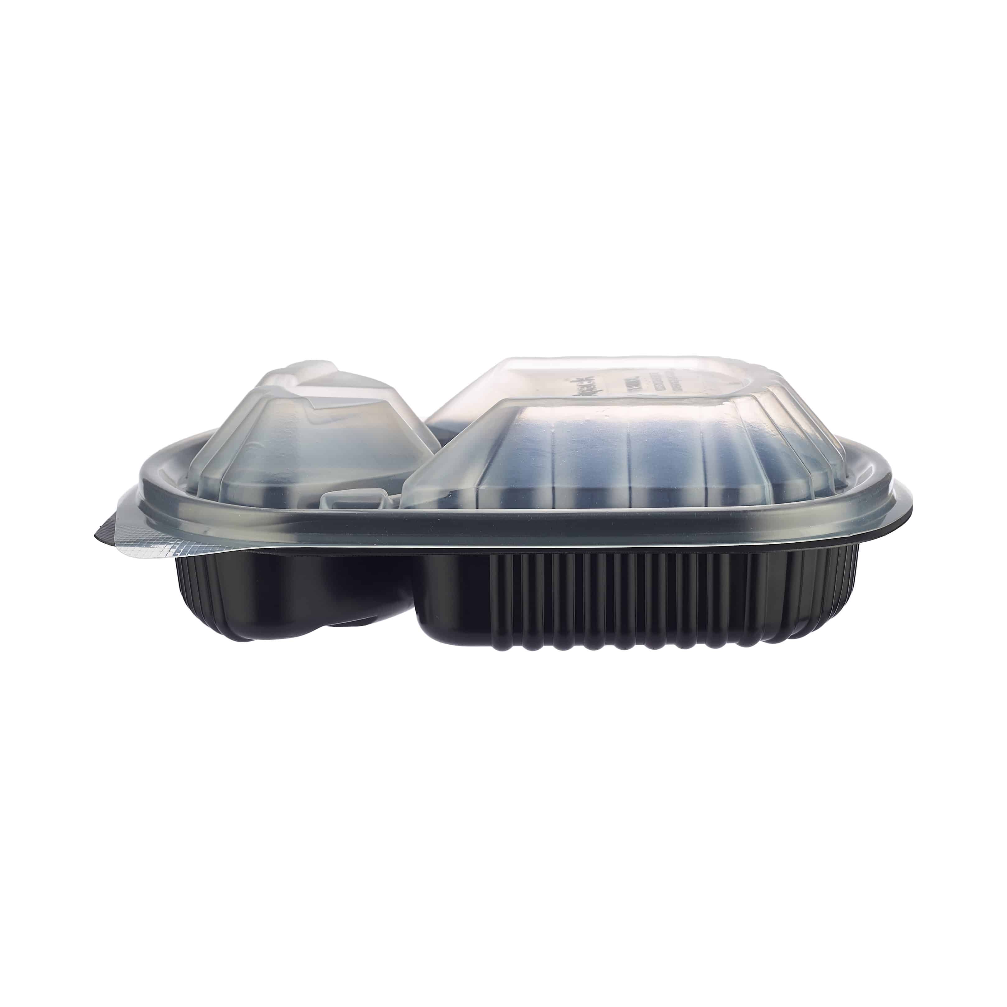 3-Compartment Black Base Rectangular Container With Lid
