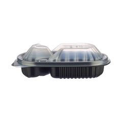 3-Compartment Black Base Rectangular Container With Lid