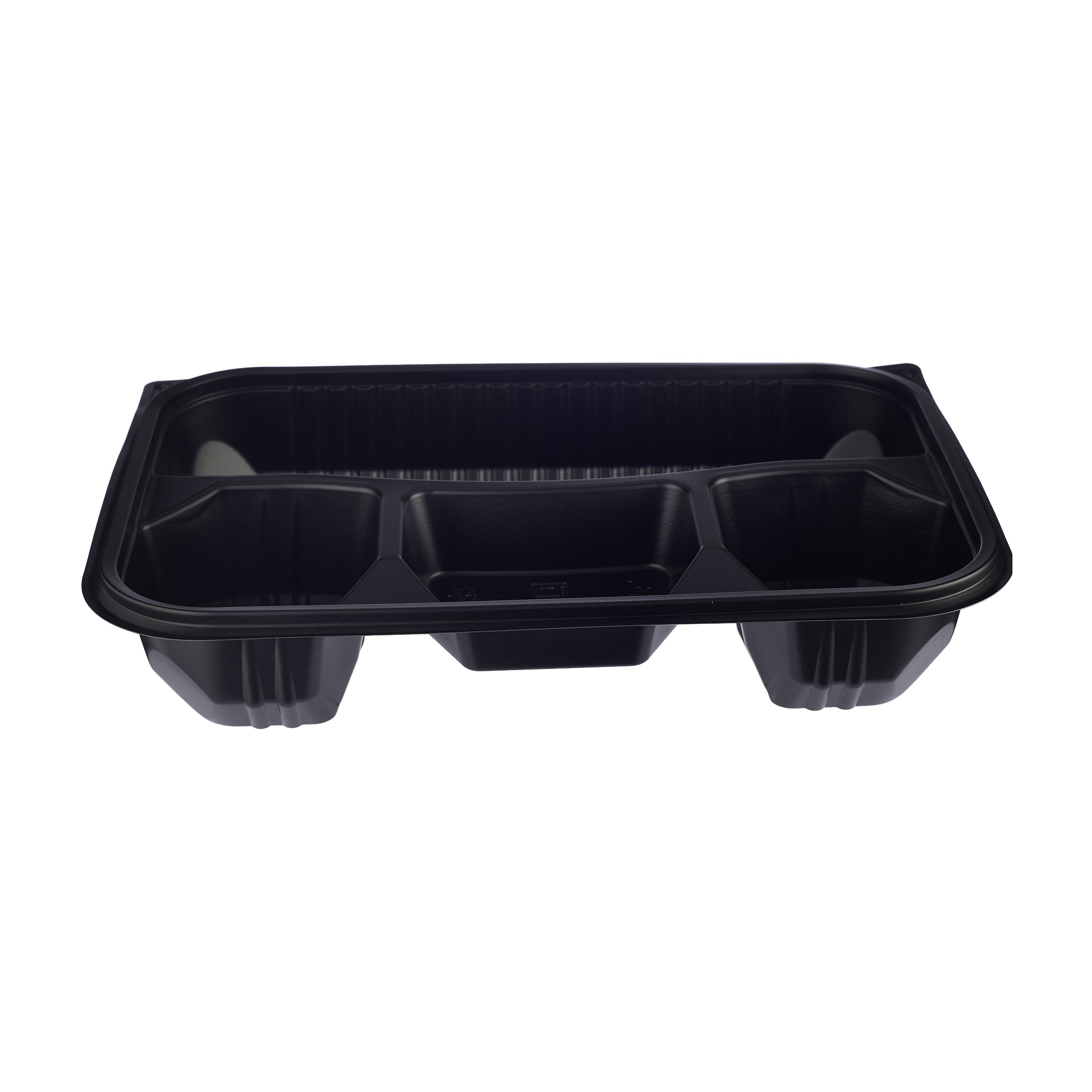 4-Compartment Black Base Rectangular Container