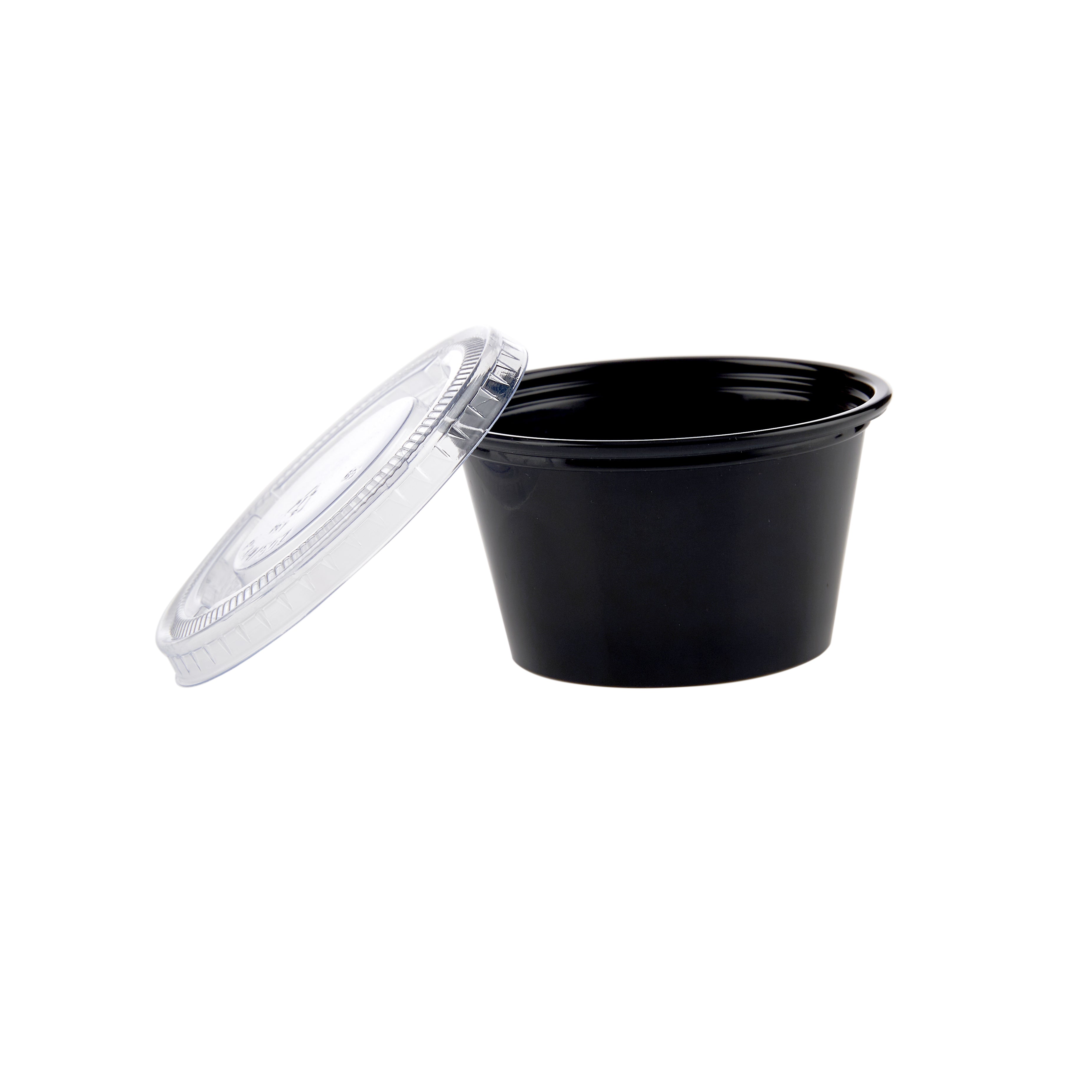 Black Portion Cup With Clear Lid 