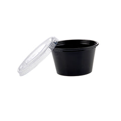 Black Portion Cup With Clear Lid 