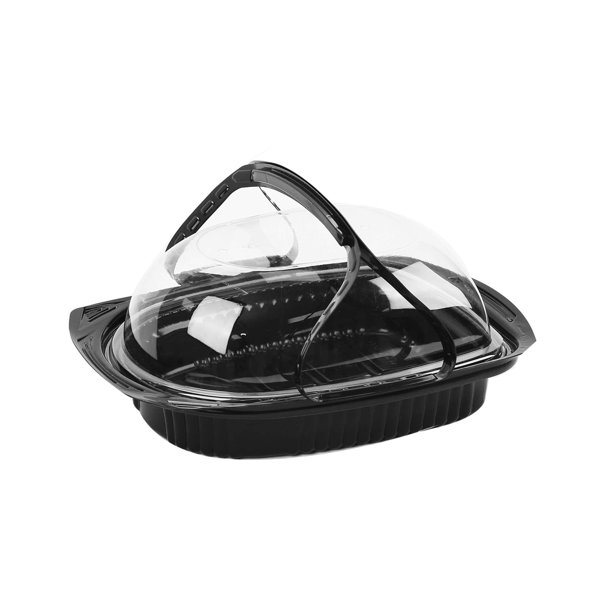 80 Pieces Black Base PP Chicken Container With Lid