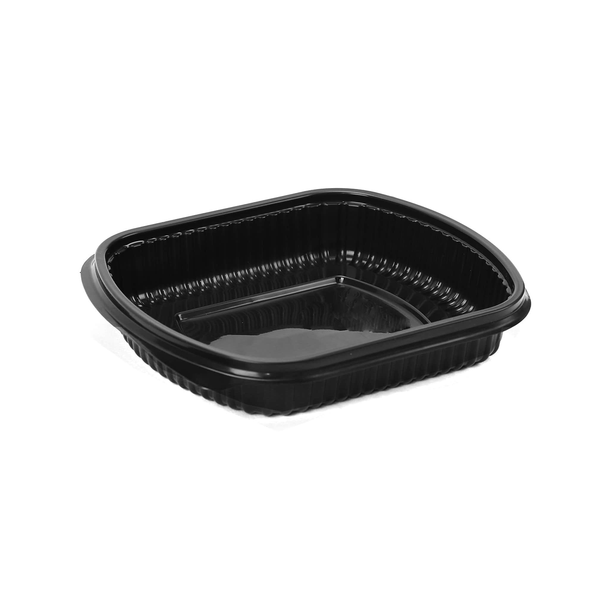 250 Pieces Black Base Rectangular Container With Lid- Hotpack