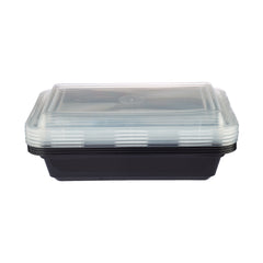 24 Oz Black Base Rectangular Container With Lid 