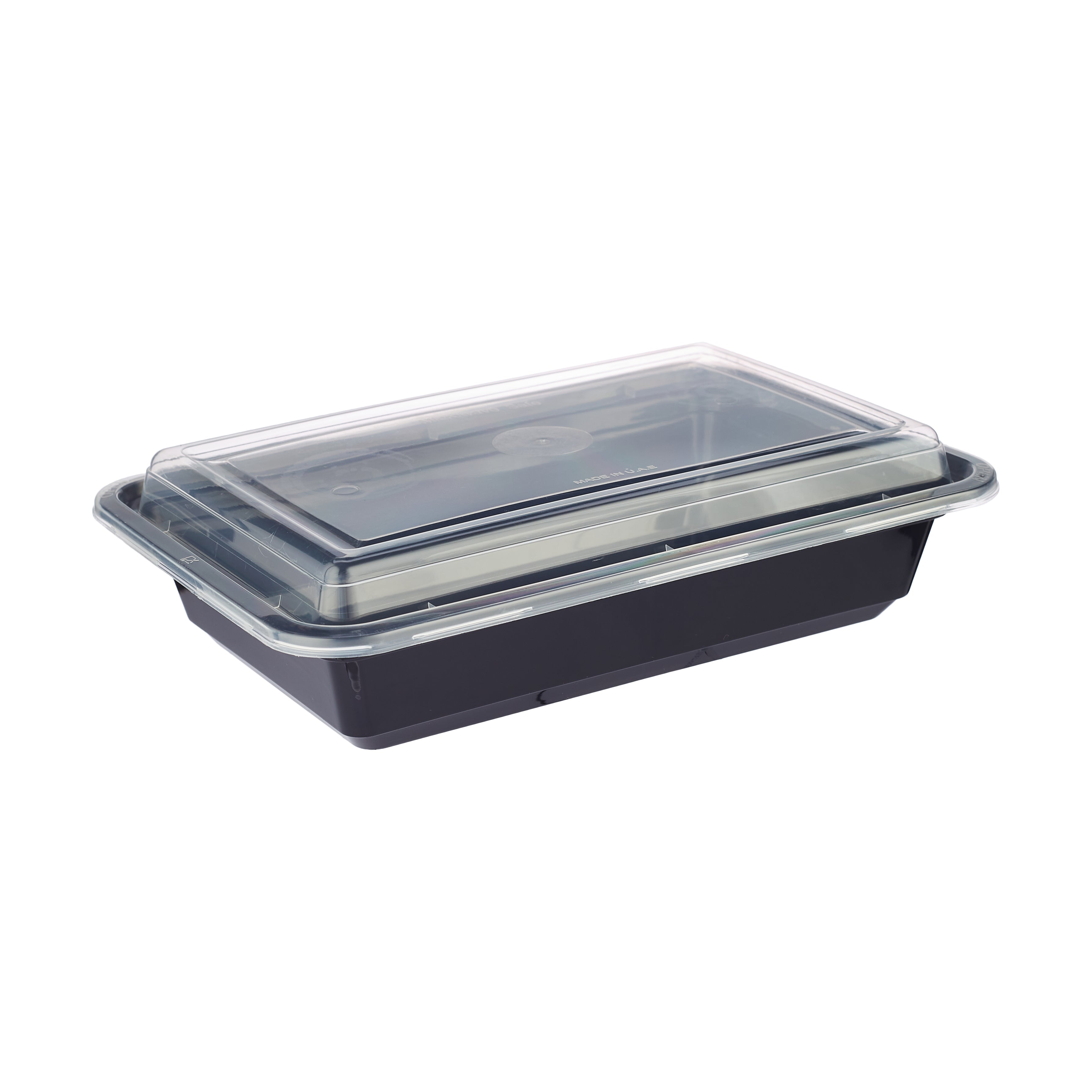 150 Pieces Black Base Rectangular Container 24 Oz With Lid- Hotpack