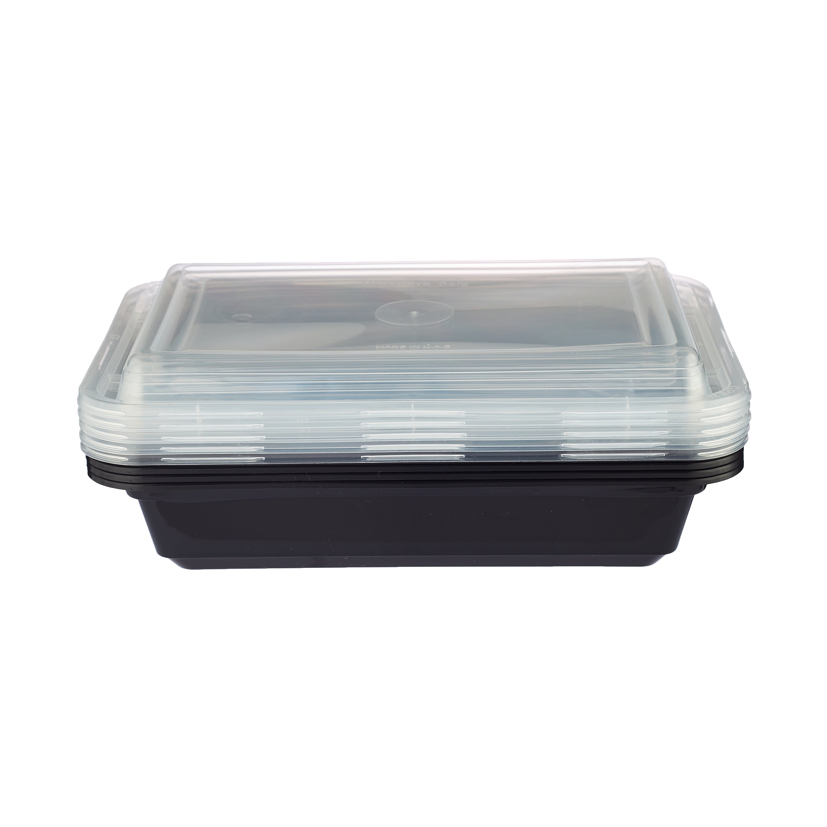 150 Pieces Black Base Rectangular Container 28 Oz With Lid- Hotpack