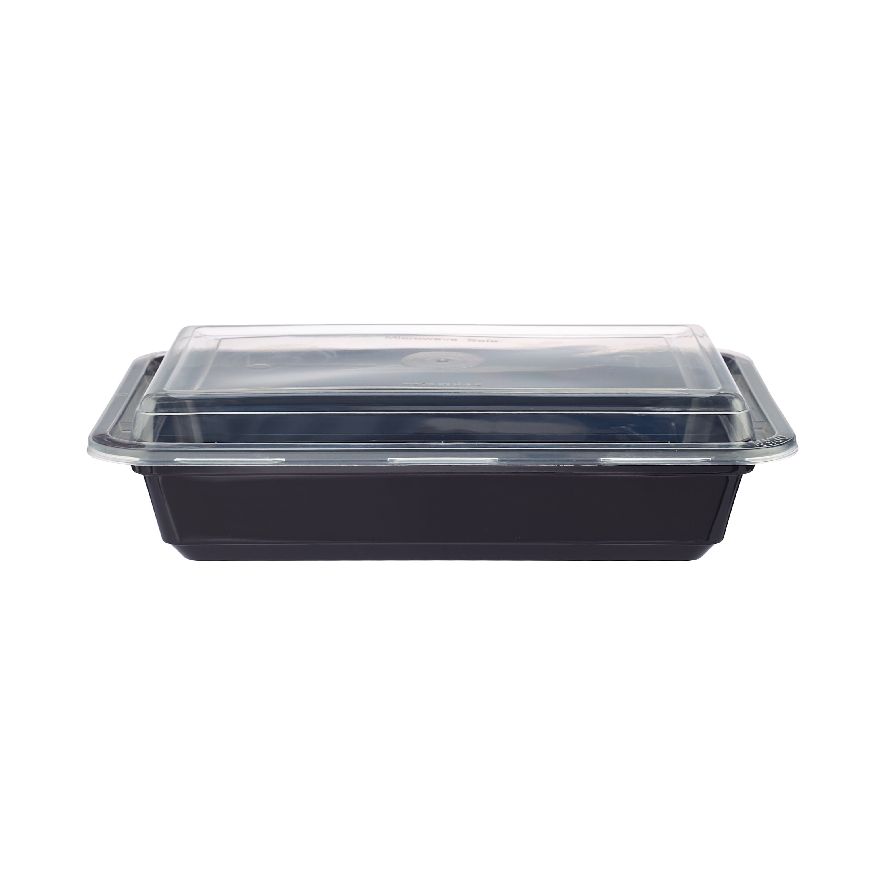 32 oz. Rectangular Black Container w/Lid Combo 150/CS –