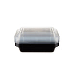 150 Pieces Black Base  Rectangular Container 12 Oz With Lid - Hotpack