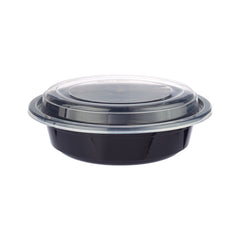 16 Oz Black Base Round Corrugated Container With Lid