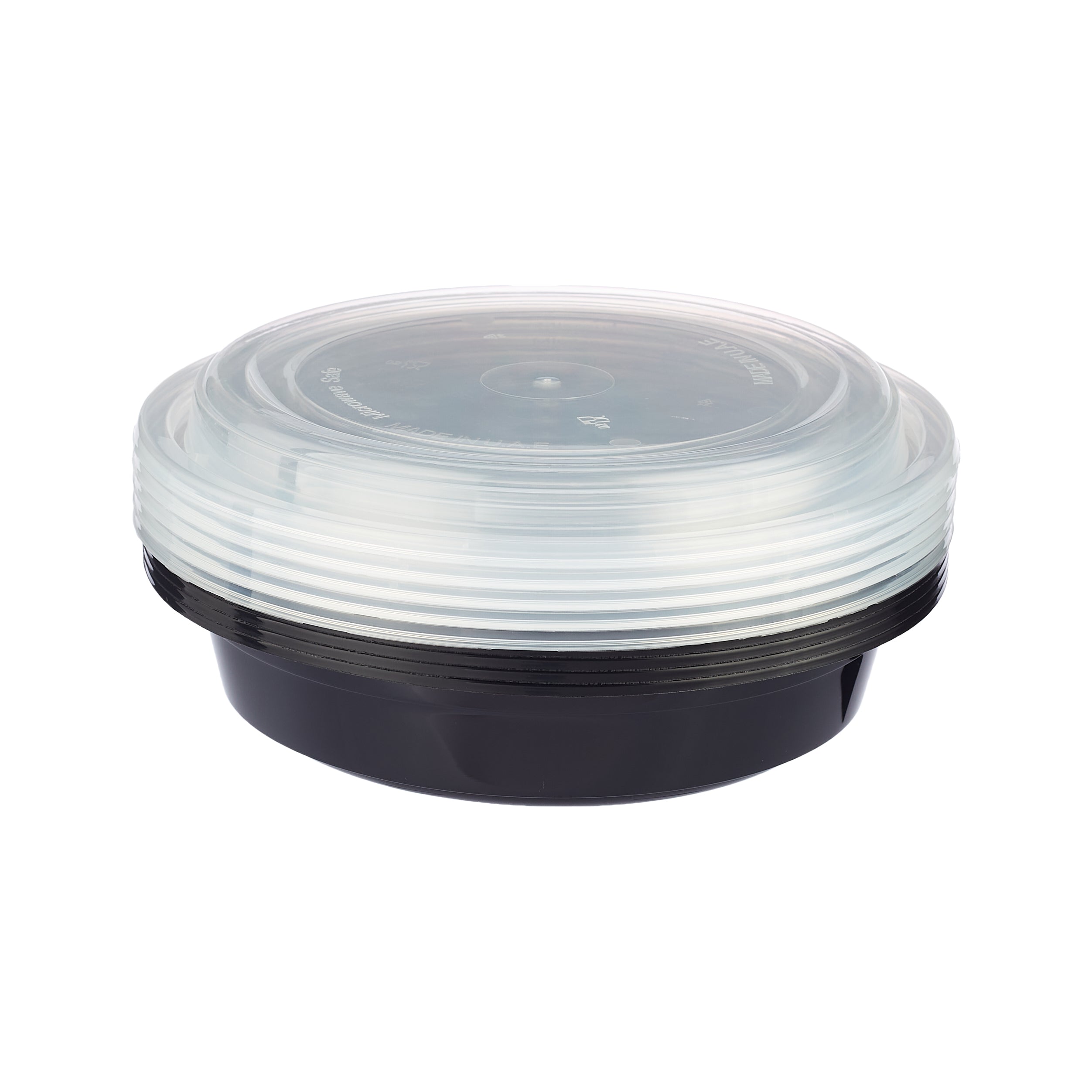 150 Pieces Black Base  Round Container 24 Oz With Lid- Hotpack