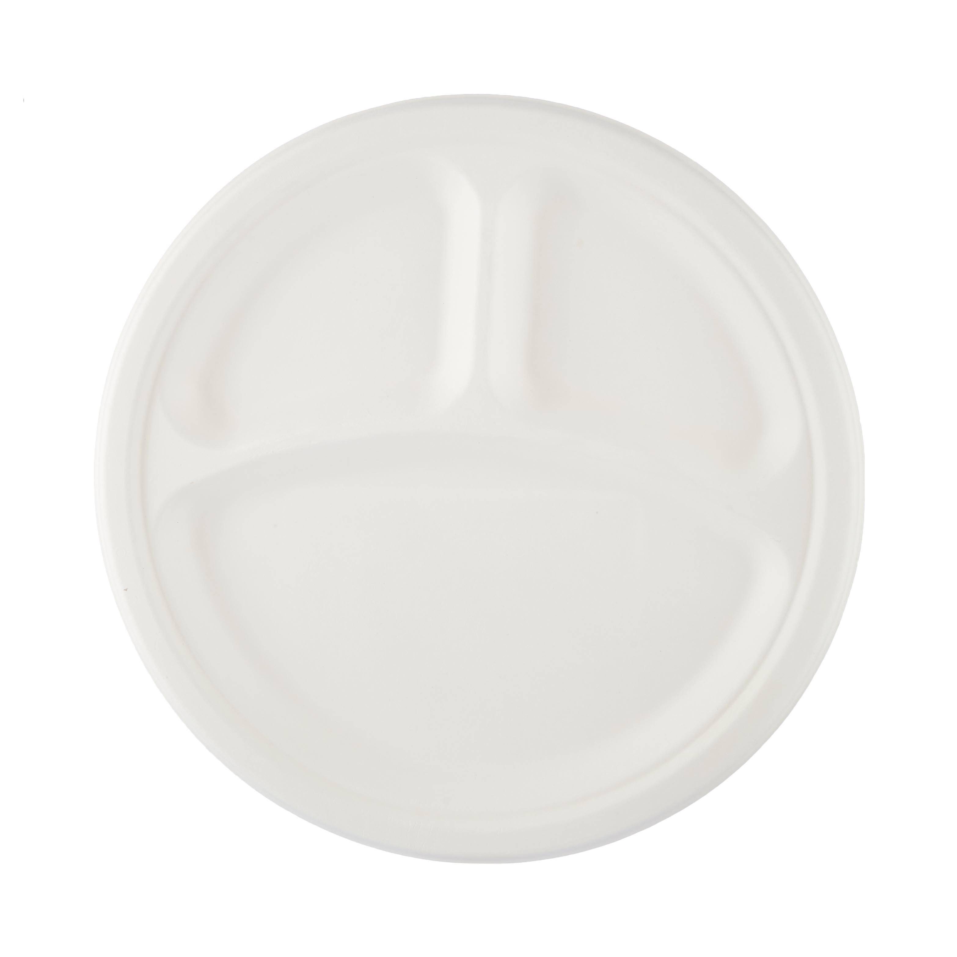 Bio-Degradable 3-Compartment Plate